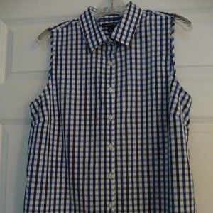 LANDS’ END NO IRON SUPIMA GINGHAM BLOUSE